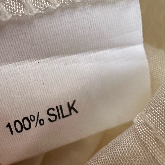 Tocca 100% Silk Cream Dress with Colorful Floral Accents and flowy layers - Picture 13 of 13